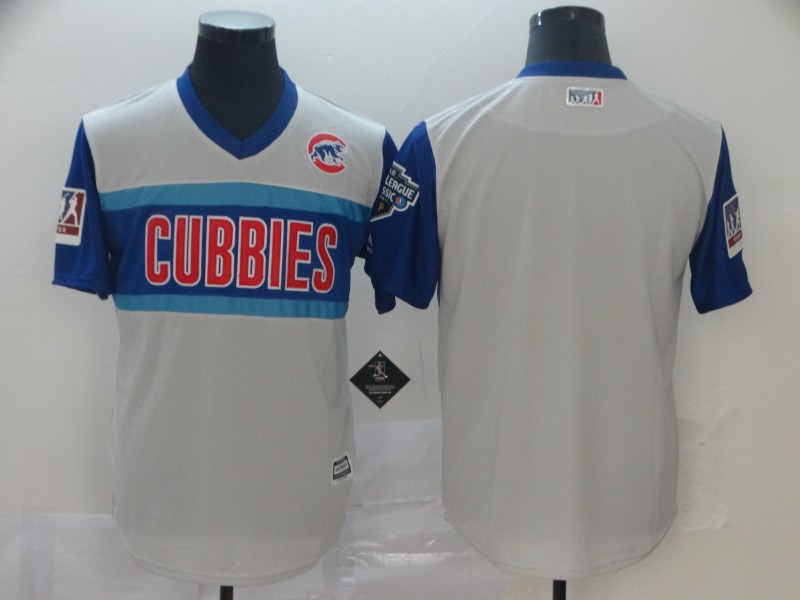 Customized Men Chicago Cubs blank white blue throwback  MLB Jerseys->youth nfl jersey->Youth Jersey
